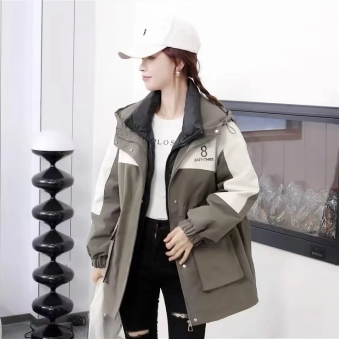 【资阳恒宣】C07564时尚休闲连帽潮流拼接派克服