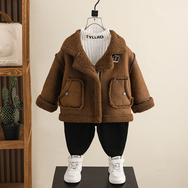 男孩厚外套儿童冬装女童洋气衣服保暖加绒加厚韩版帅气冬款88059