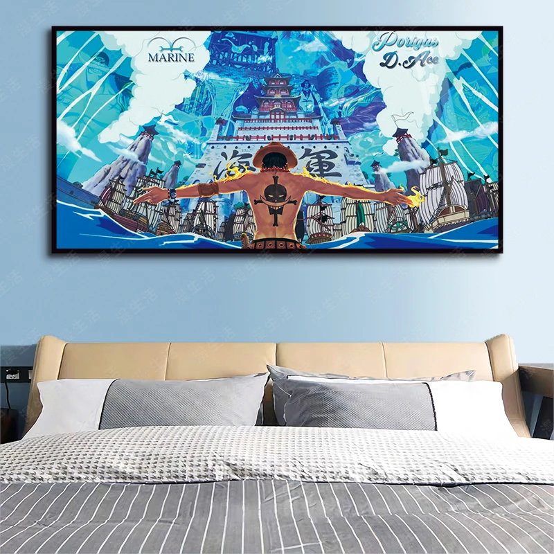 海贼王海军艾斯展臂高清铝合金装饰画客厅卧室玄关动电竞房漫挂画