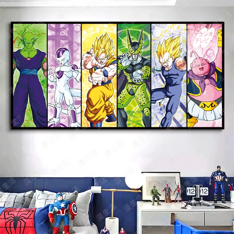 龙珠超悟空弗利萨沙鲁短笛合集铝合金装饰画客厅卧室动漫轻奢挂画