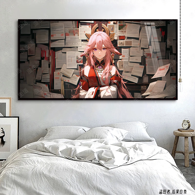 八重神子原神游戏高清铝合金装饰画客厅卧室玄关动漫挂画