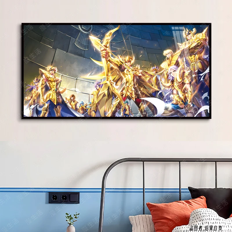 黄金圣斗士星矢合集高清电竞房铝合金装饰画客厅轻奢卧室动漫挂画