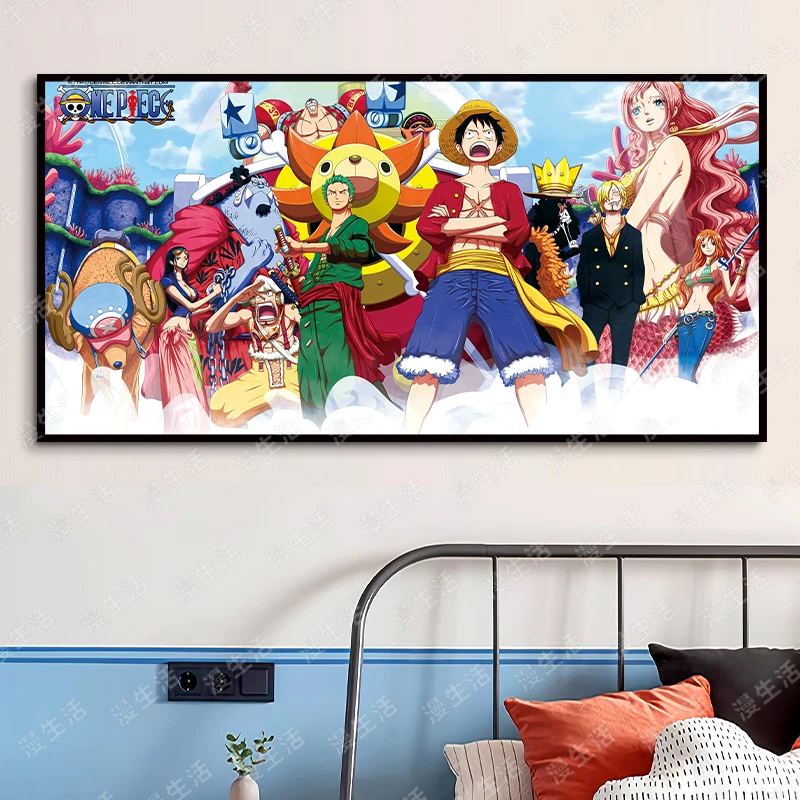 海贼王船员合集路飞索隆铝合金装饰画客厅卧室床头玄关动漫挂画