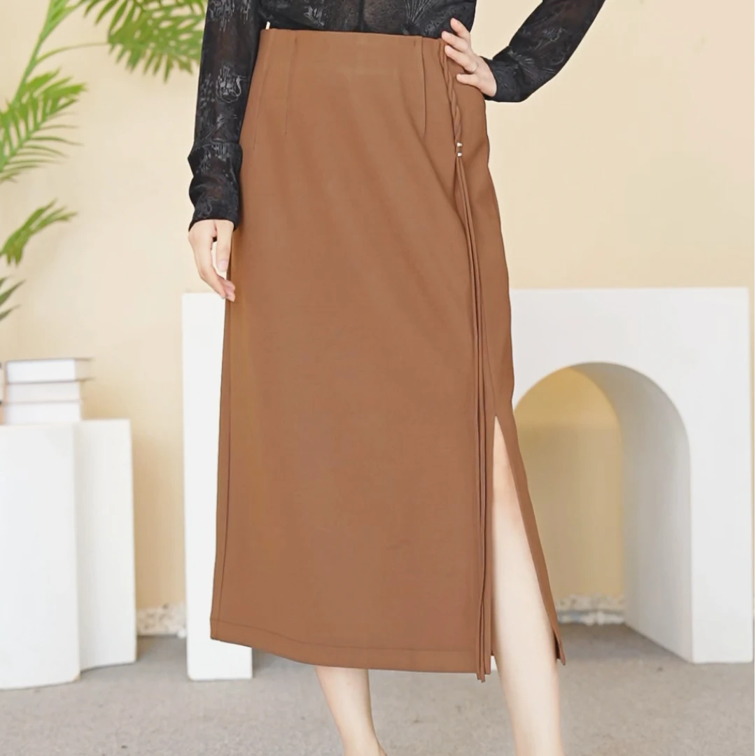 PARKVIEW/百芙川半裙显瘦半身裙女装气质高腰时尚开叉CK5007-1