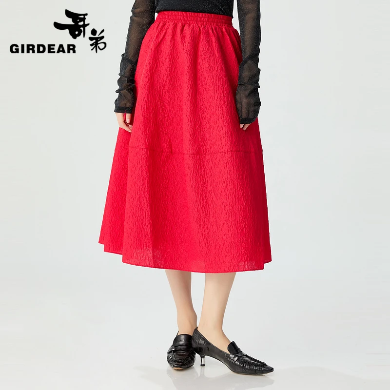 哥弟 水波纹褶皱肌理感公主半身裙（4色）1200321