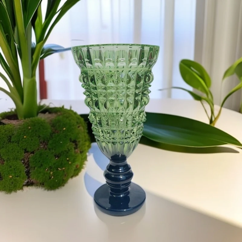 【高脚星钻绿色】欧式高脚轻奢星钻玻璃花瓶