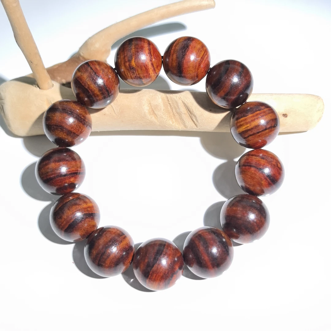 【九韵木语】海南黄花梨1.8单圈手串 虎皮纹 HHL53121