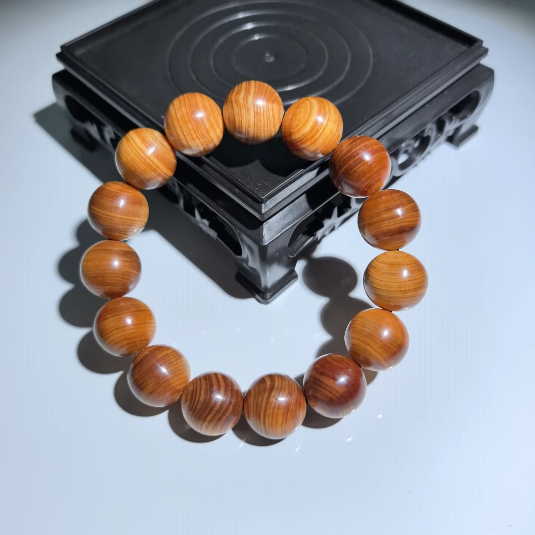 【九韵木语】崖柏1.5玉化手串 手工高抛 文玩木串 YB25360