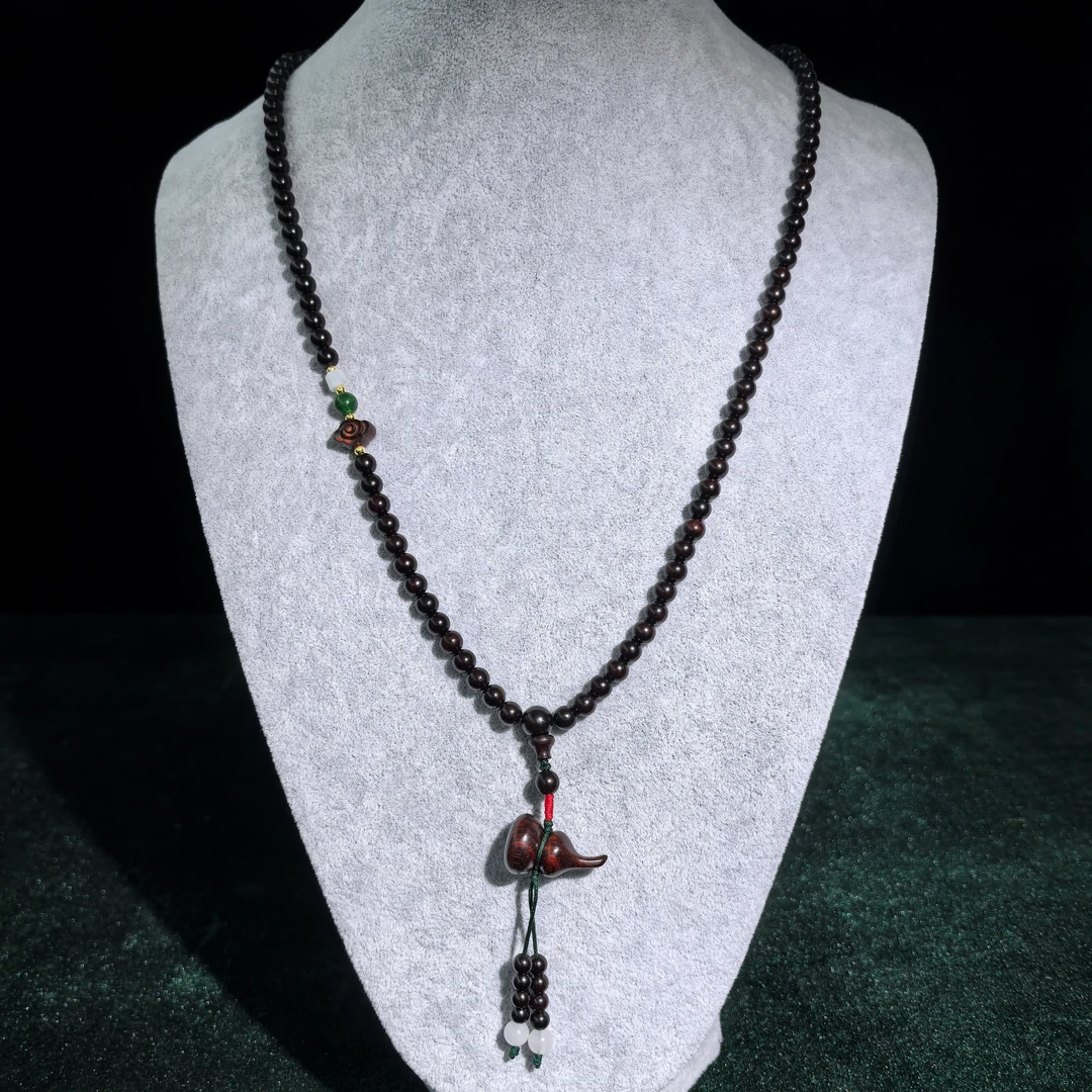 【九韵木语】印度小叶紫檀0.6*108颗高油密+葫芦 多圈 设计 XY70695