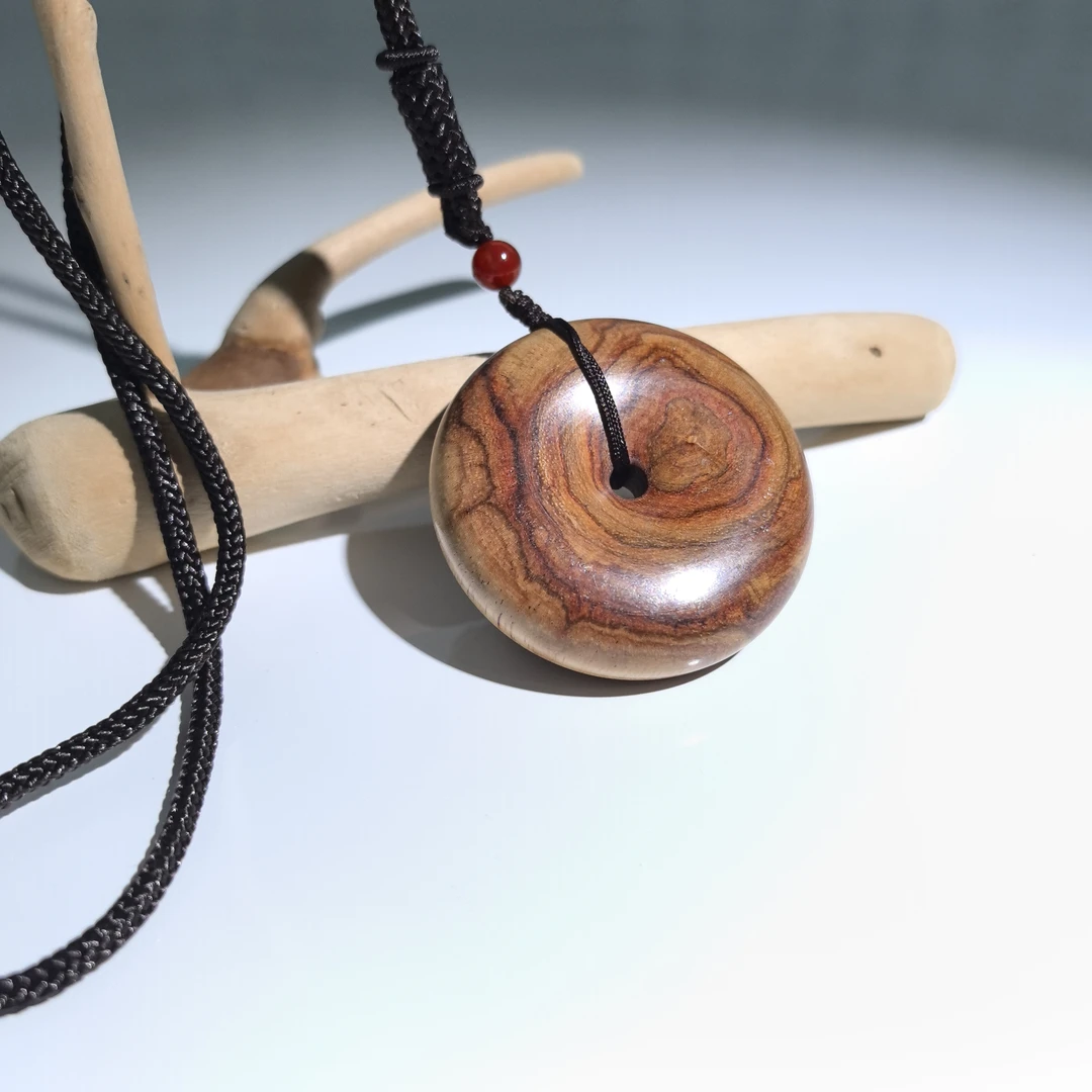 【九韵木语】海南黄花梨1.3*4.6平安扣吊坠 HHL12111