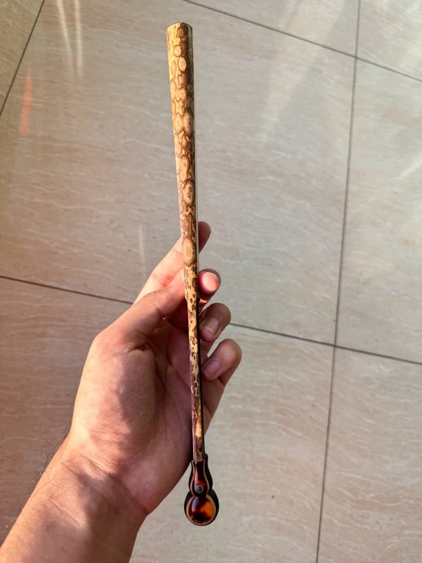 马力龙精制葫芦头小河江指纹花梅鹿文玩折扇