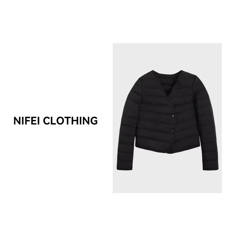 晋羽【90白鹅绒】简约经典保暖轻薄款羽绒服小众设计女款白鹅绒内胆