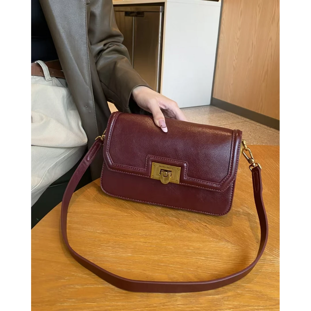 【母亲节礼物】SKL-5296-美拉德红RAIN.CUN轻奢小众时尚女士包