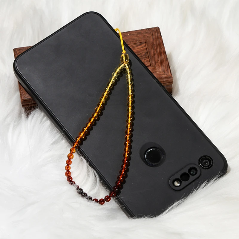 天然渐变色琥珀蜜蜡手机链时尚招米米