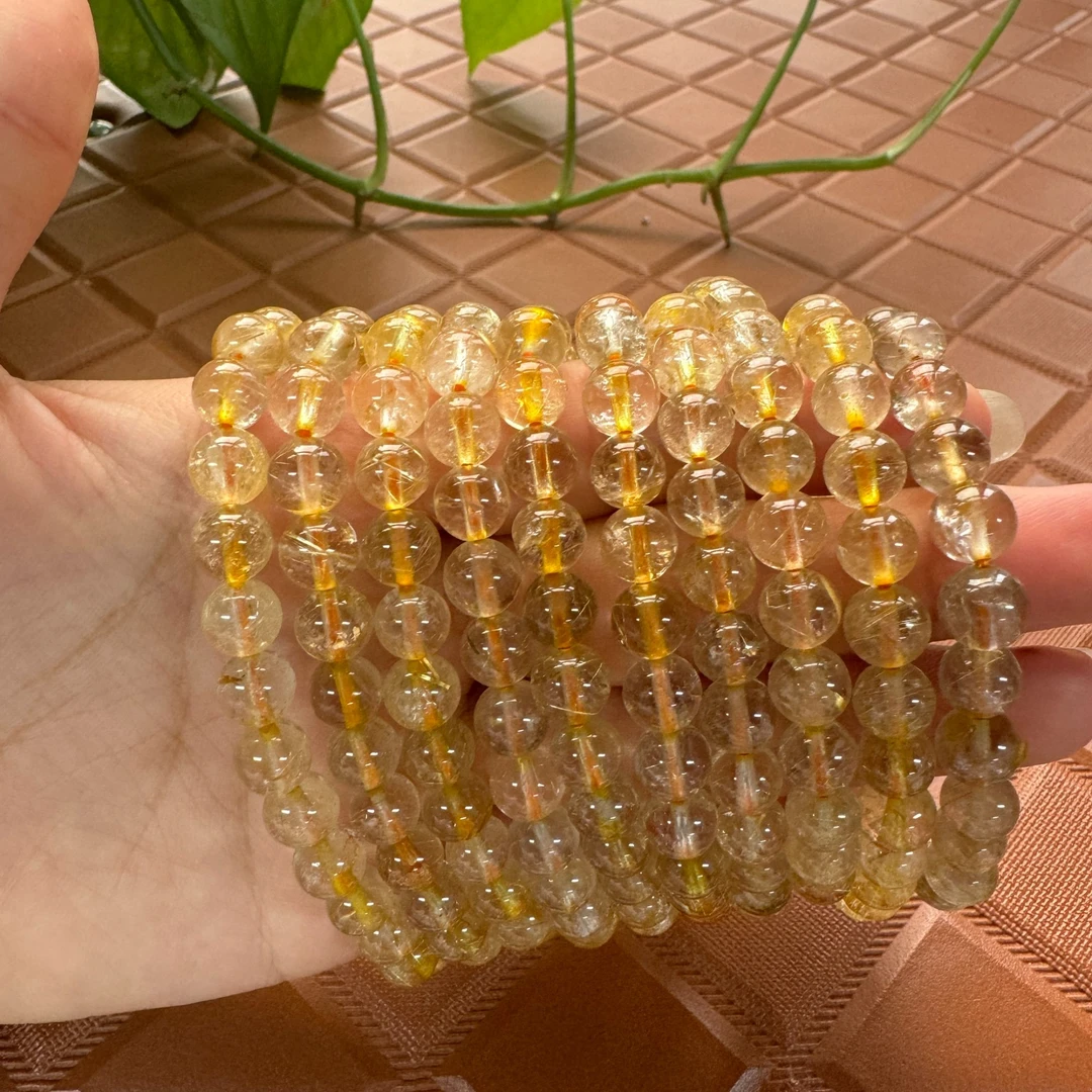 【金发晶】天然冰透金发晶手链 素圈时尚女款天然水晶手串