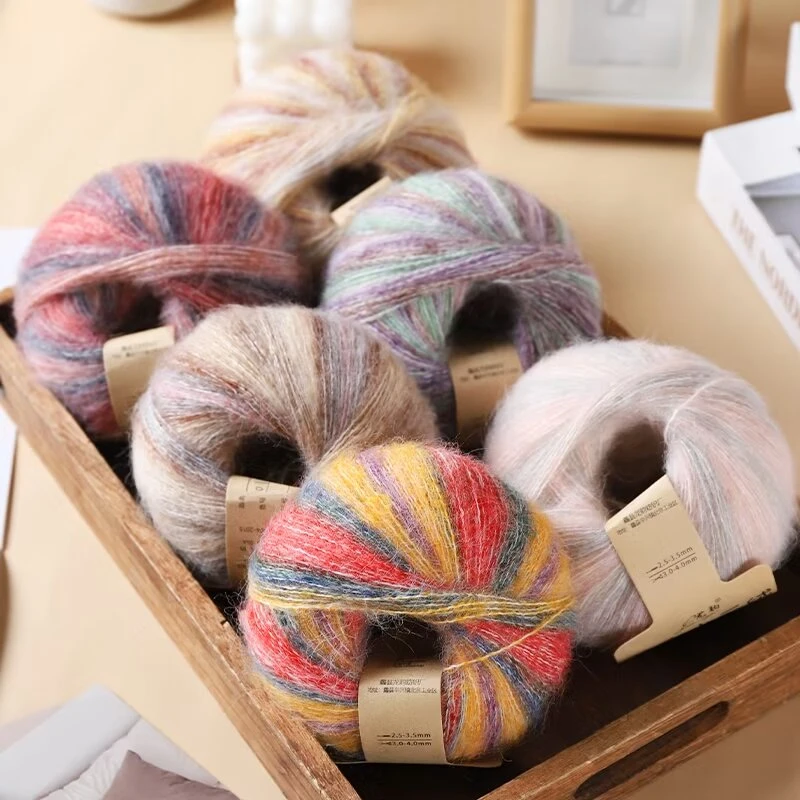 炫彩小云团细马海毛段染手工羊毛花线1两