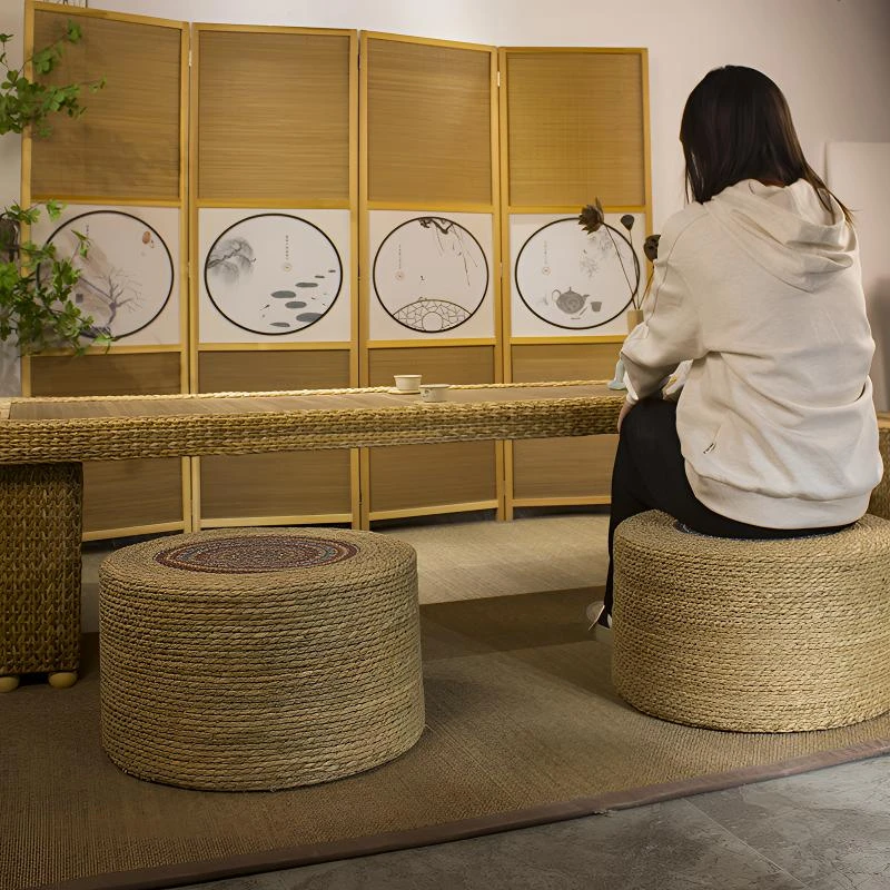 草编蒲团打坐家用蒲团坐垫坐墩坐凳坐垫适用于客厅茶几榻榻米沙发