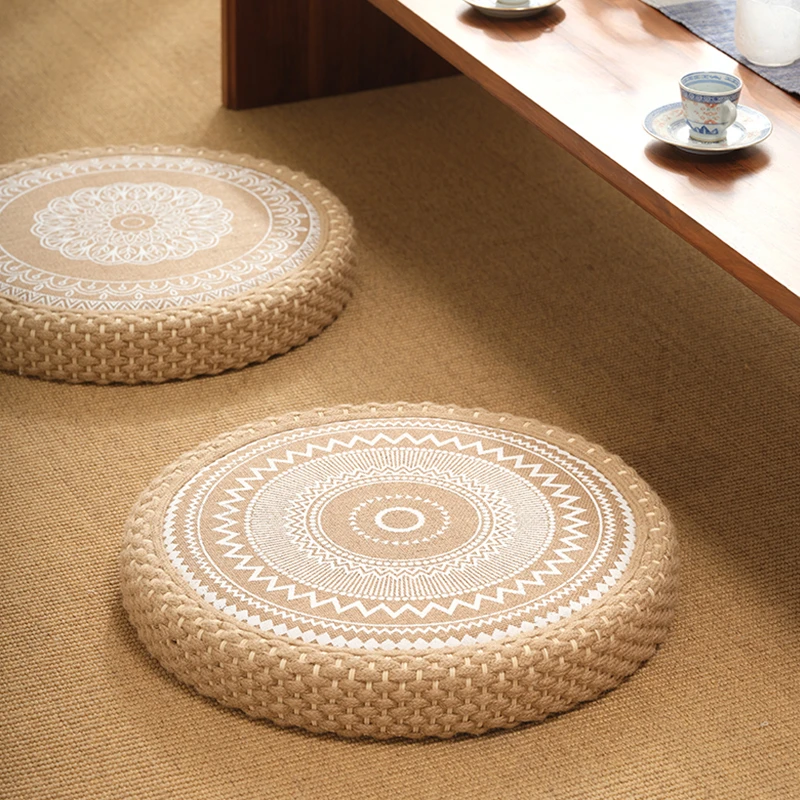 蒲团日式亚麻坐垫客厅阳台飘窗榻榻米优质地上加厚拜坐墩打坐禅修