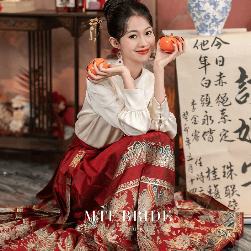 满庭芳【凤凰】红色马面裙套装春季新款上衣小个子汉服马面裙