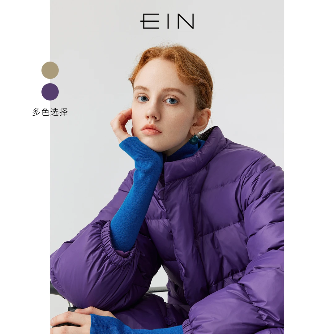 EIN/言2025年云感立领羊腿袖轻暖休闲时尚保暖中长中长款秋冬新款