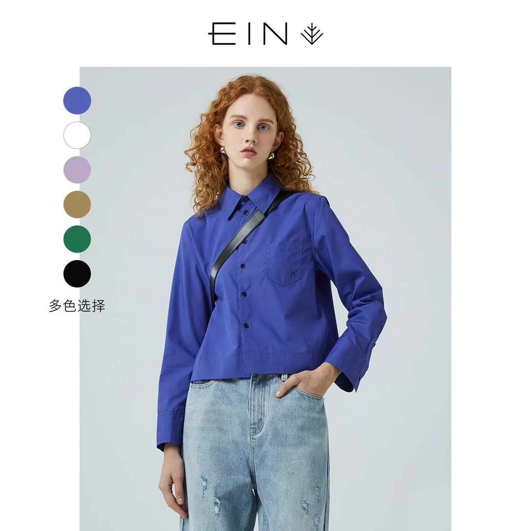 EIN/言【文艺时髦知识分子风】秋复古通勤ins风盐系休闲长袖衬衫女