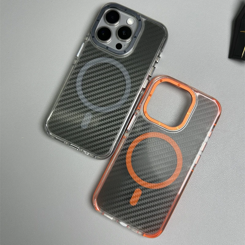 新款撞色碳纹适用三星华为苹果iphone17promax/11磁吸手机壳防摔