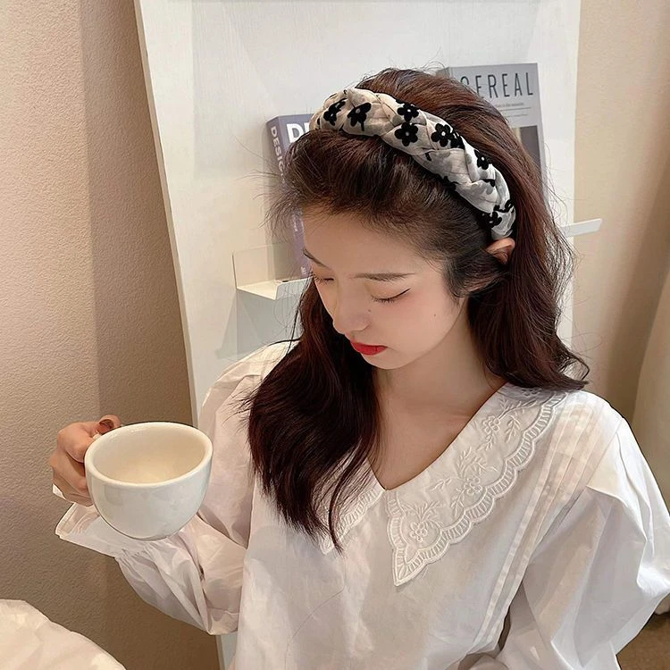 非金属布艺发饰 发箍女发卡发饰复古花朵欧根纱编织高颅顶头箍女