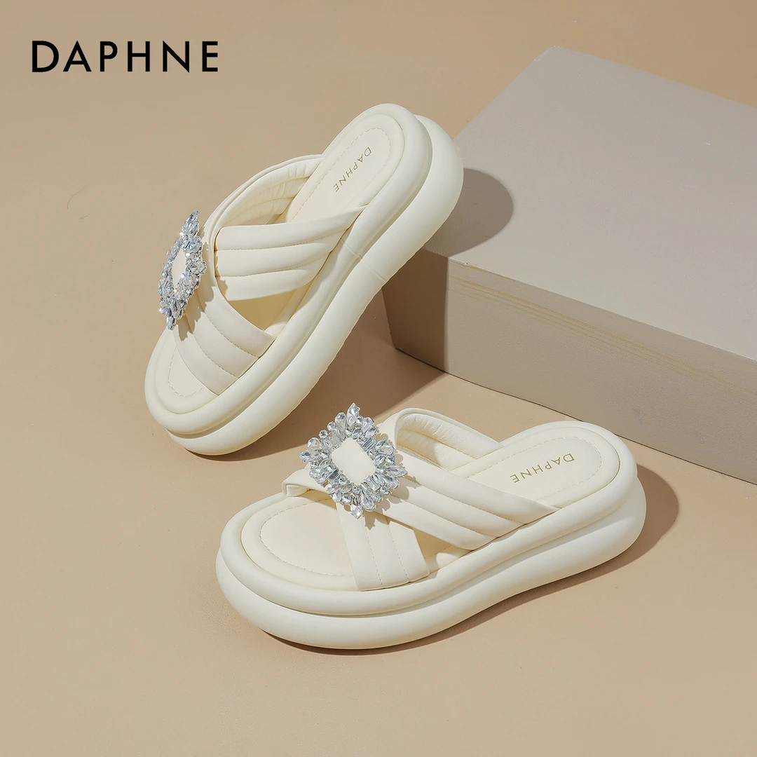 达芙妮厚底拖鞋外穿2025新款时尚百搭凉拖 夏日摆烂拖网红夏季ins