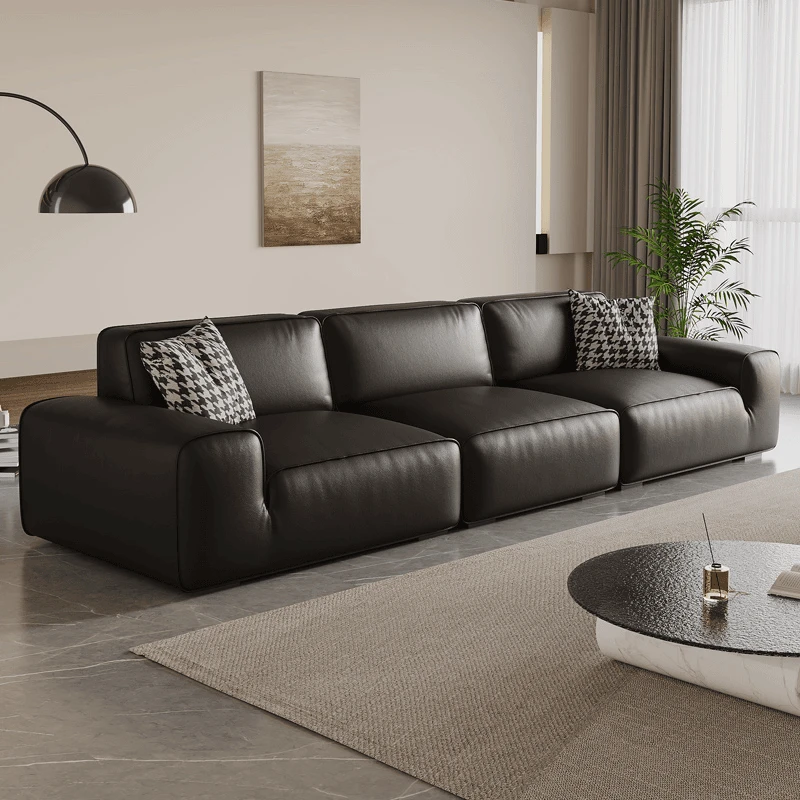 大黑牛沙发意式极简纳帕头层牛皮客厅沙发别墅皮艺直排大黑牛