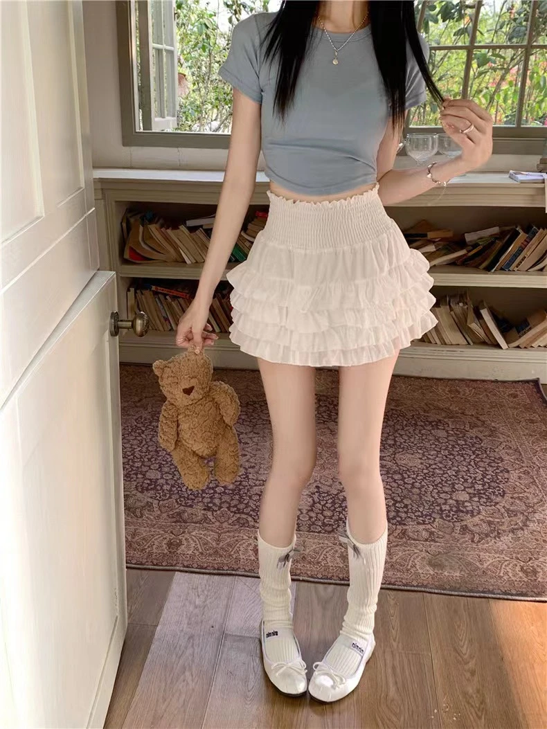 【纤依草】显瘦半身裙防走光裙子蛋糕裙夏季新款A字半裙芭蕾风03