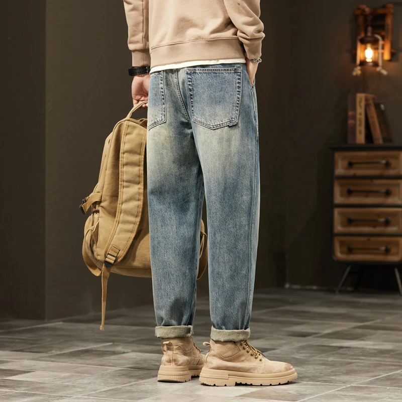 牛仔裤男款春秋冬季高街潮牌休闲裤子男生新款百搭宽松直筒长裤子