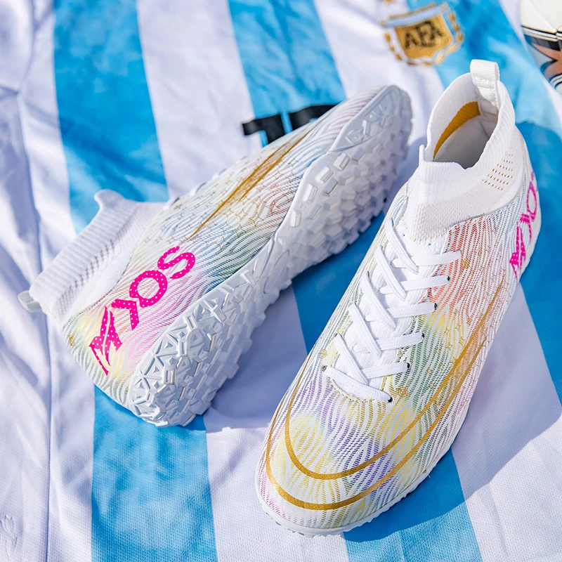 C罗梅西高帮足球鞋刺客猎鹰男女碎钉tf鸳鸯ag长钉草地儿童训练鞋