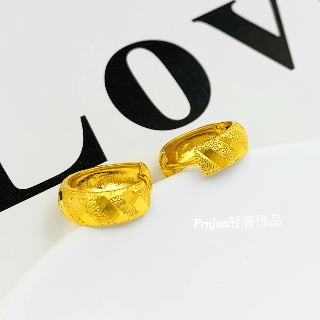 铜合金耳饰 金色复古磨砂圆圈耳环妈妈款不掉色耳圈