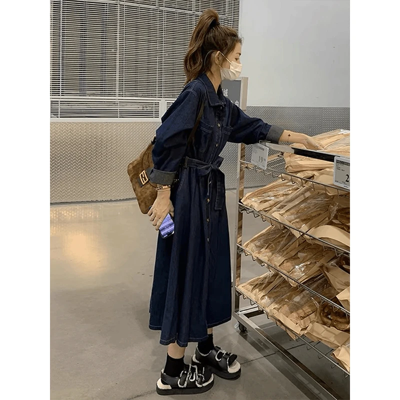 法式复古时尚长袖连衣裙女春秋2025新款高级感收腰显瘦气质衬衫裙