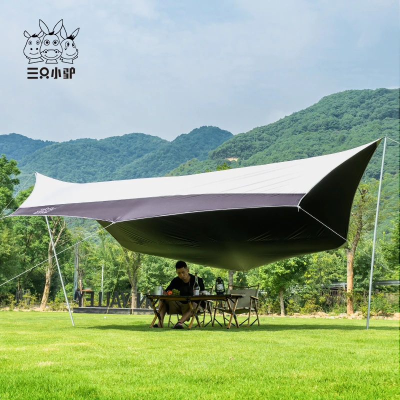 三只小驴户外拼色黑胶天幕帐篷露营野营便携式防雨防晒遮阳棚