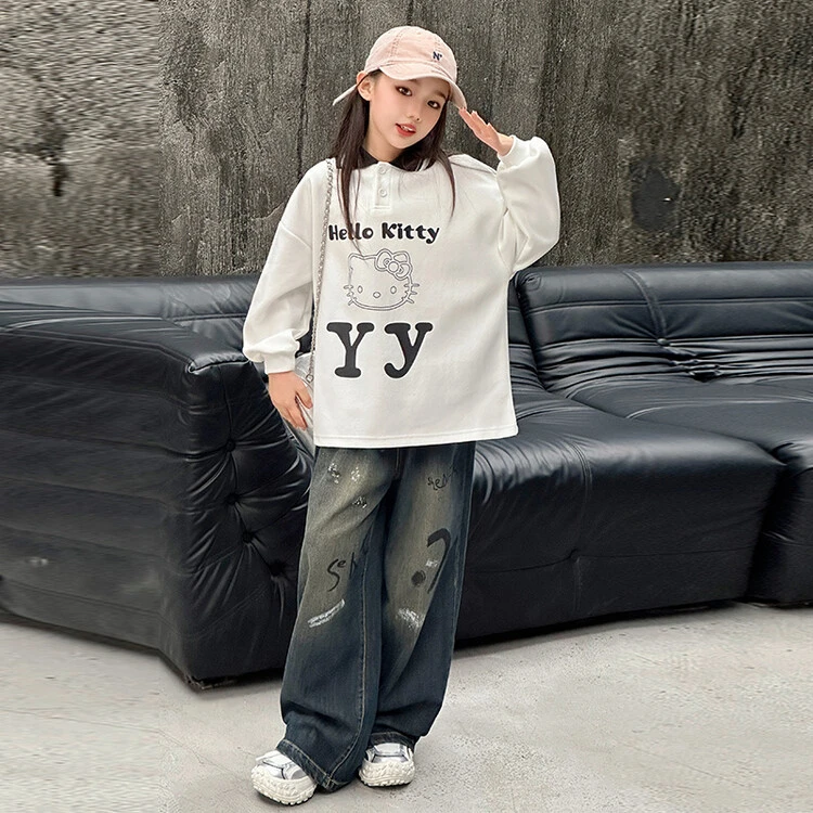 2024新款春秋款女童洋气上衣卫衣休闲阔腿裤中大童秋季儿童韩版