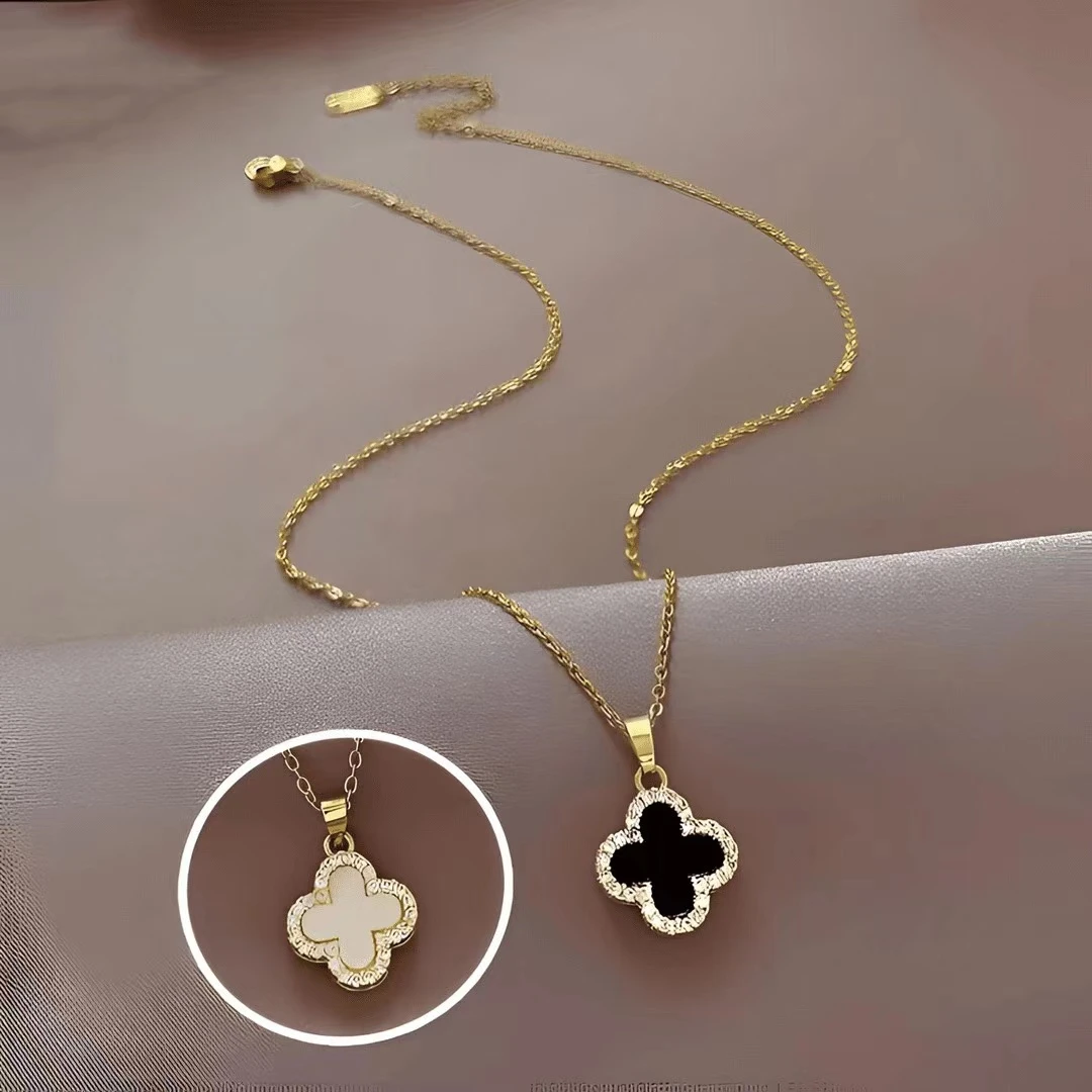 合金项链 合金项链 四叶草坠链轻奢镶嵌百搭钻链优雅气质潮流简约