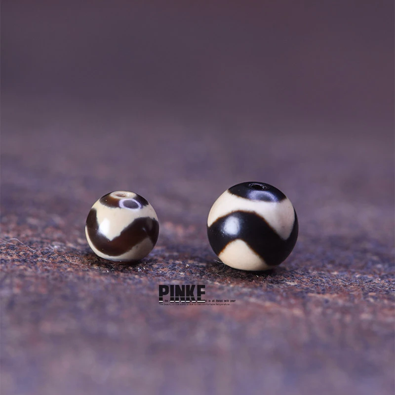 玛瑙配珠牙黄虎牙单珠8/10mm圆珠散珠文玩隔珠腰珠diy手工配饰