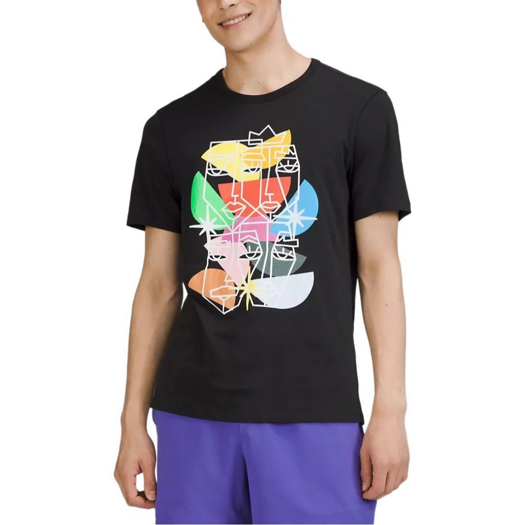 lululemon 5 Year Basic男运动T恤透气宽松潮流弹力印花