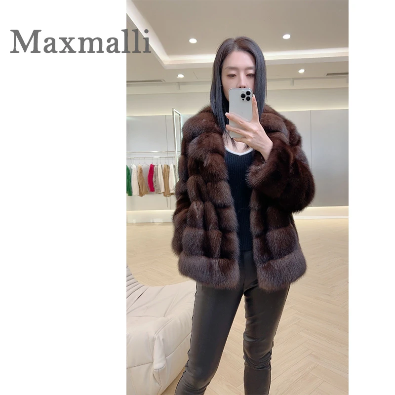 【 Maxmalli 】M8858冬新款俄罗斯高端时尚西装领黑金短款外套女