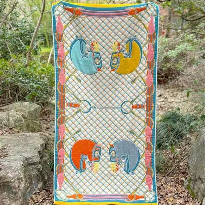 今日必拍-全棉纯棉四层纱布轻奢纱布浴巾盖毯披肩毯