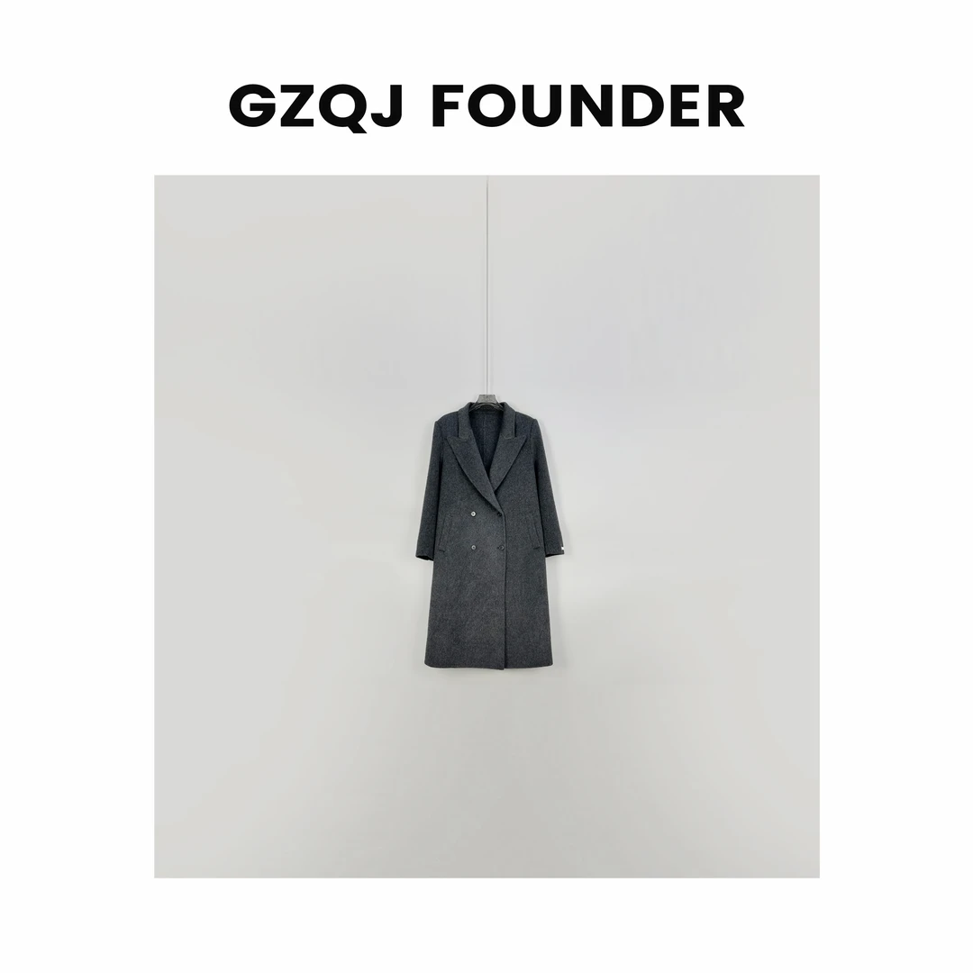 广州琴姐【浪漫主义】100羊毛！气质双排扣羊毛大衣毛呢外套女冬2244