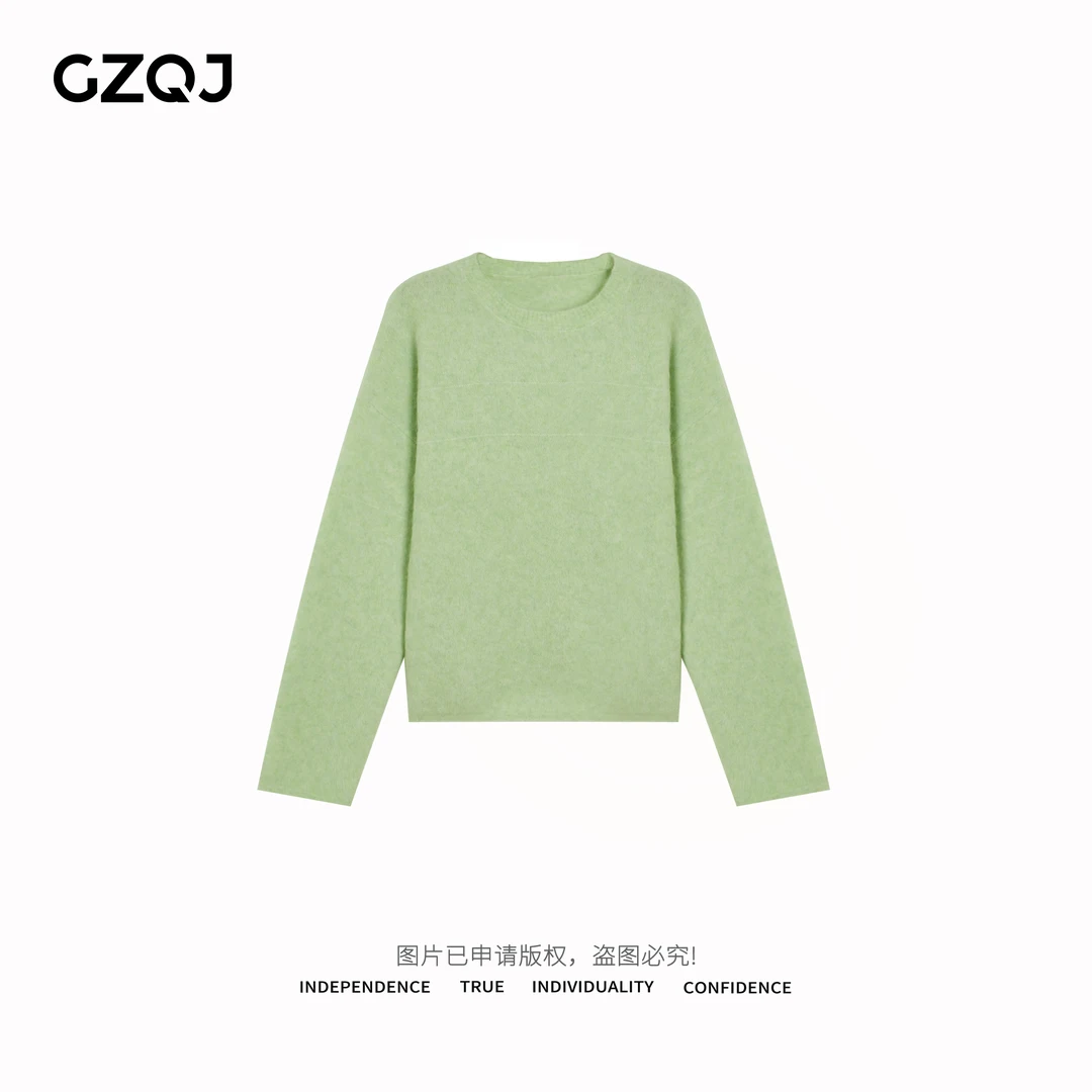 广州琴姐【桃粉甜心】羊驼毛慵懒宽松圆领时尚套头毛衣上衣女34216