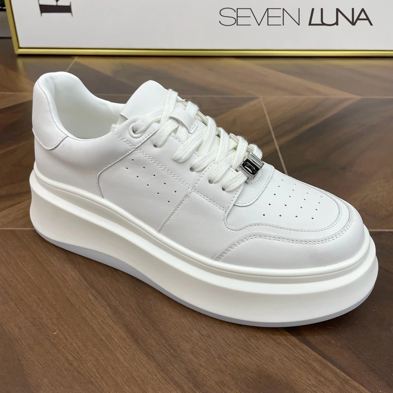 SEVENLUNA国内正品2023春夏百搭厚底小白鞋增高休闲女鞋SLM323