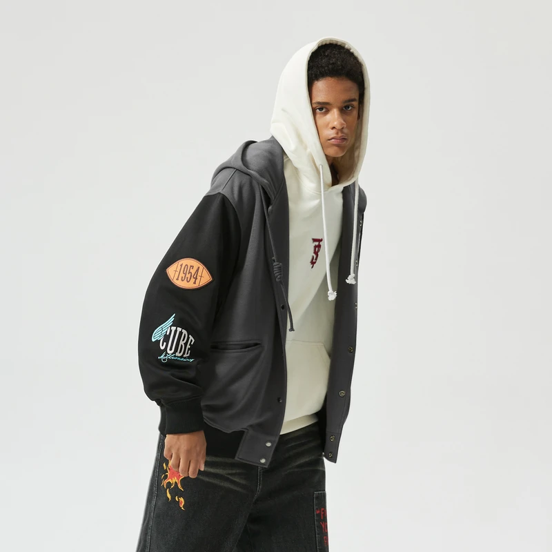 【INXX】Standby 潮流拼接开衫连帽卫衣秋宽松新品情侣XMD3100922