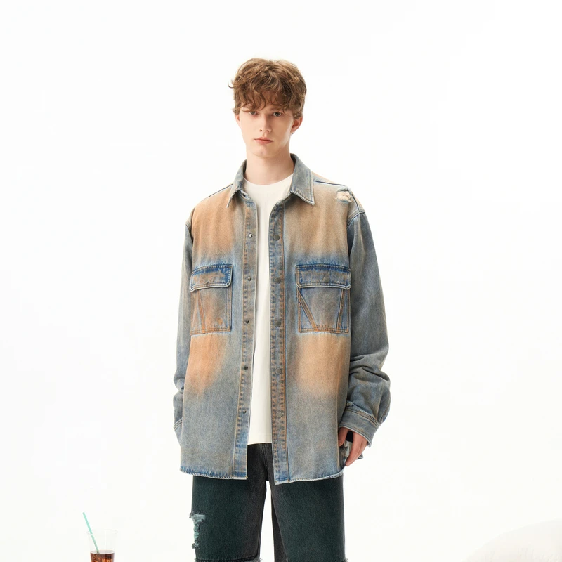 【圈圈大爷专属】【INXX】潮牌复古破洞牛仔外套泥染刷脏XRF1140564