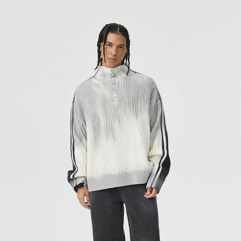 【圈圈大爷专属】【INXX】APYD复古感破洞针织衫扎染毛衣APE4060888