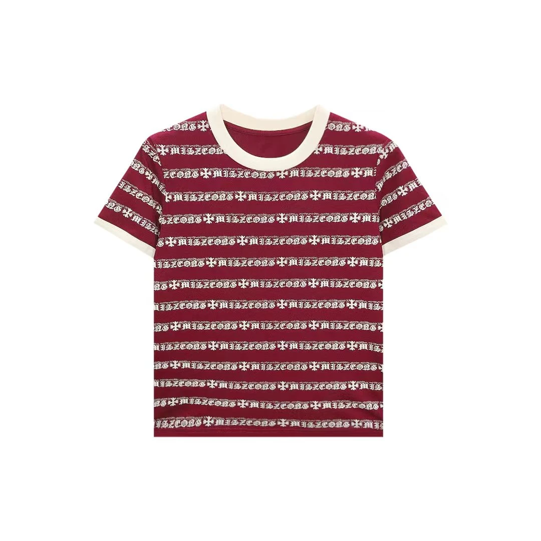 【D.D】时尚休闲条纹T恤女百搭短袖上衣T2523