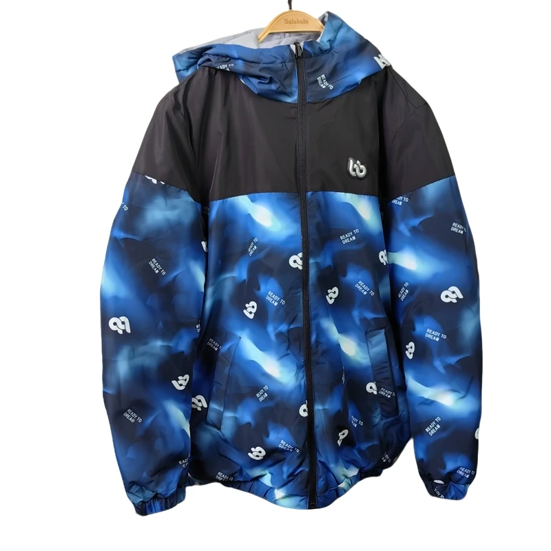 巴家儿童两面穿连帽棉服外套