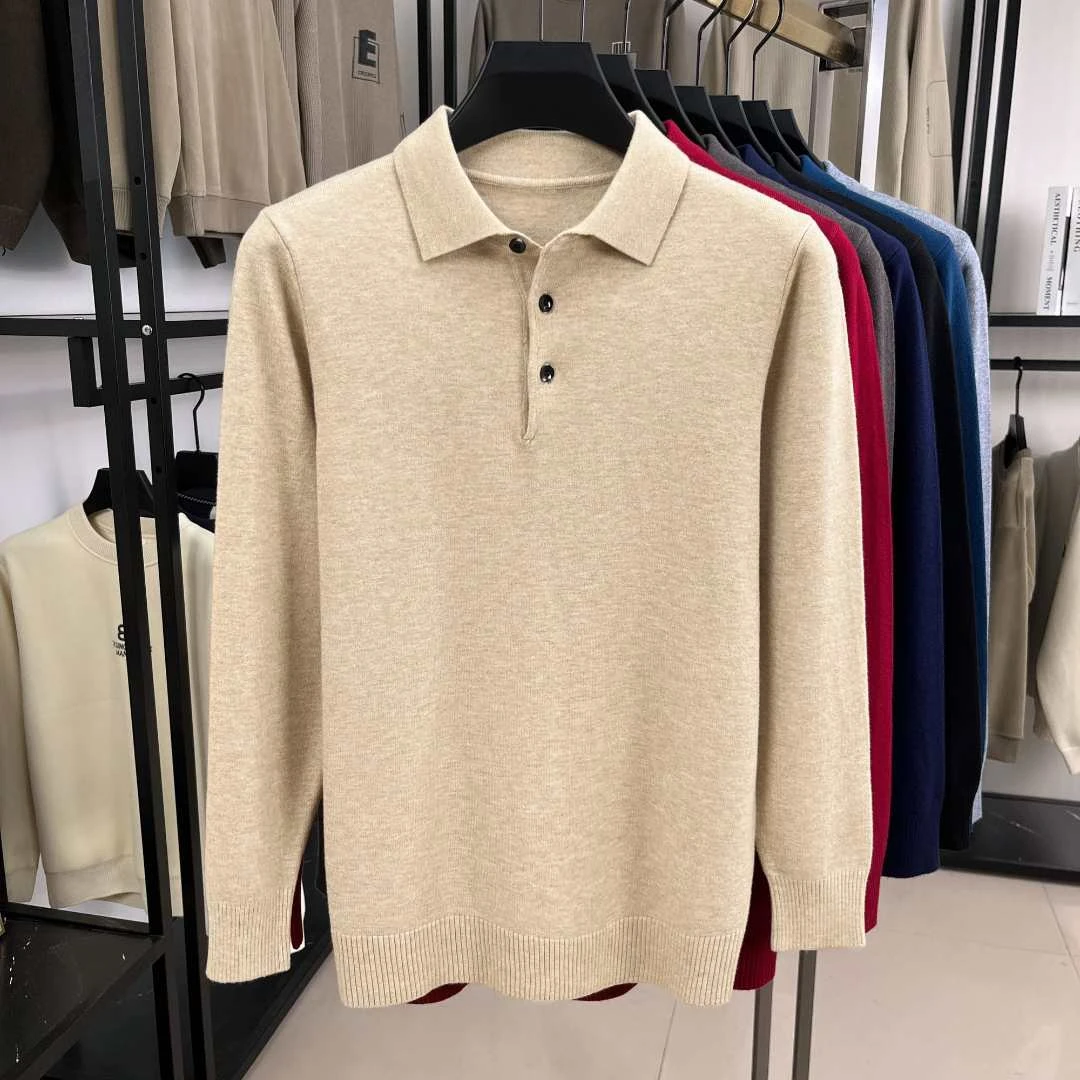 翻领毛衣男秋冬POLO领针织打底衫时尚POLO衫带领毛衫保暖上衣
